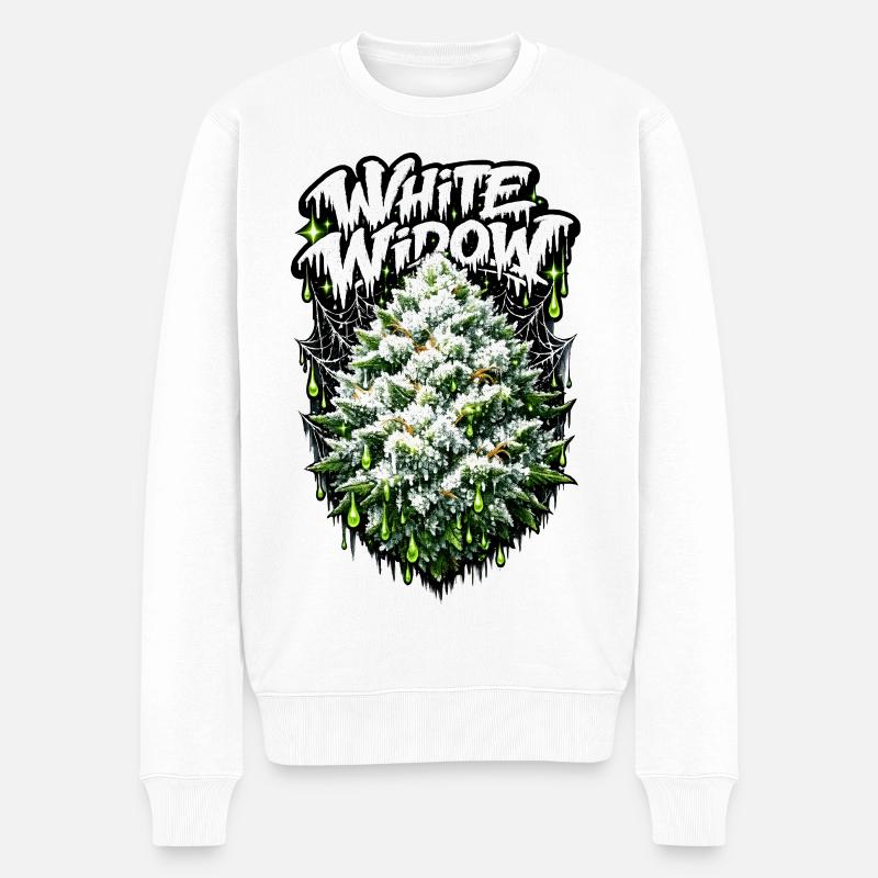 White Widow Cannabis Graffiti-Druck - Männer Premium Bio Pullover - Weiß