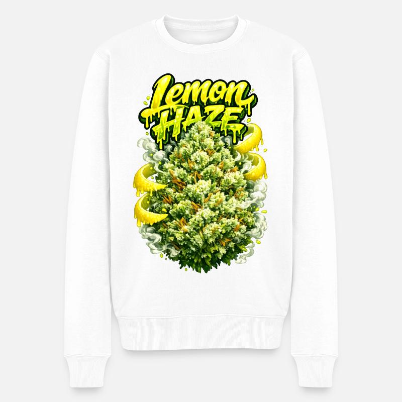 Lemon Haze Zitrus-Graffiti-Druck - Männer Premium Bio Pullover - Weiß