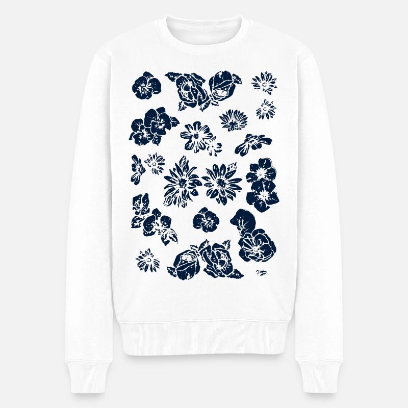 fleurs - Pull Premium bio Homme - blanc