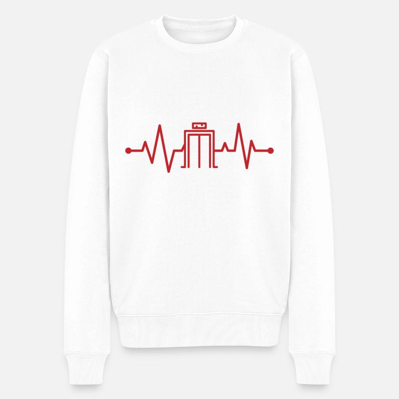 Mécanicien d’ascenseur - Idée cadeau Heartbeat - Pull Premium bio Homme - blanc
