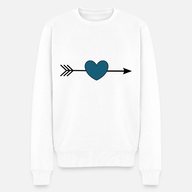 Coeur bleu avec flèche Saint-Valentin - Pull Premium bio Homme - blanc