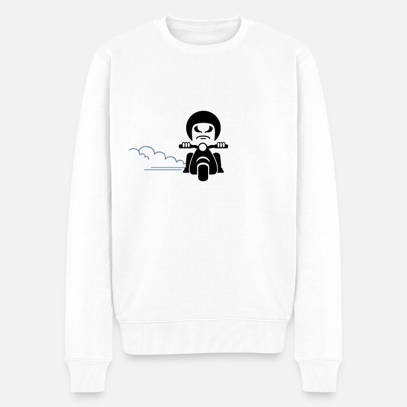 Rocker auf dem Motorroller / bad dude on a - Männer Premium Bio Pullover - Weiß