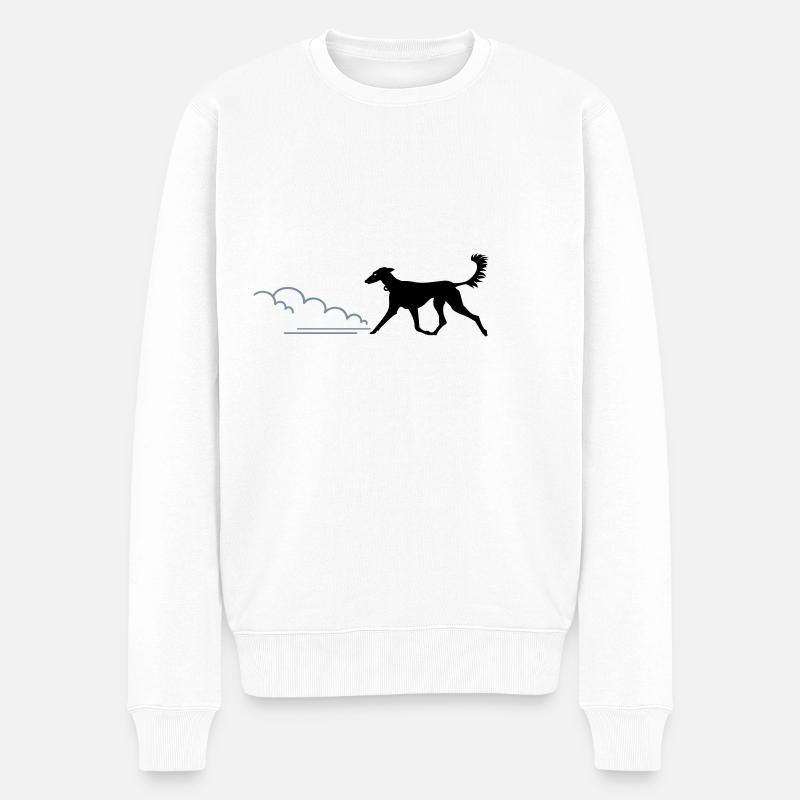 Windhund / greyhound (1c) - Männer Premium Bio Pullover - Weiß