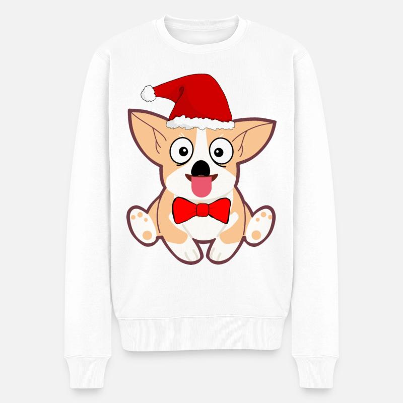 Weihnachtshund - Männer Premium Bio Pullover - Weiß