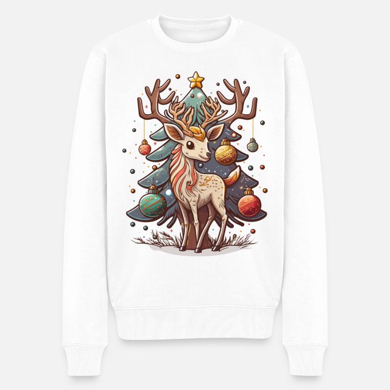 Fêtes bien-aimées des cerfs - Pull Premium bio Homme - blanc