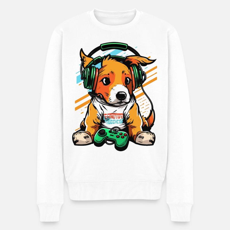 Gaming-Welpe - Männer Premium Bio Pullover - Weiß