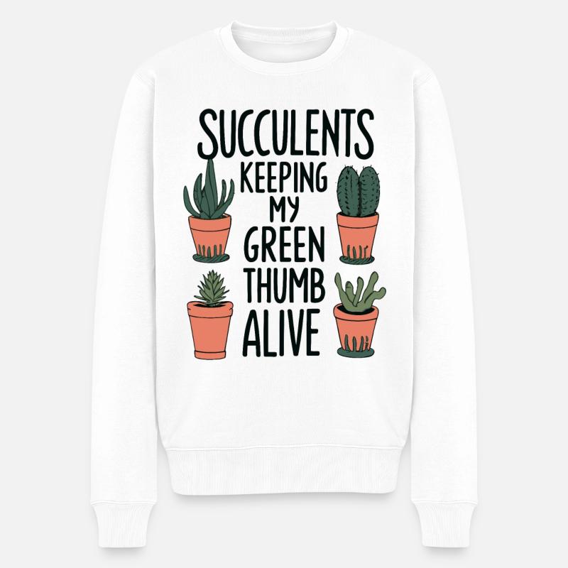 Sukkulenten Lustiger Spruch - Männer Premium Bio Pullover - Weiß