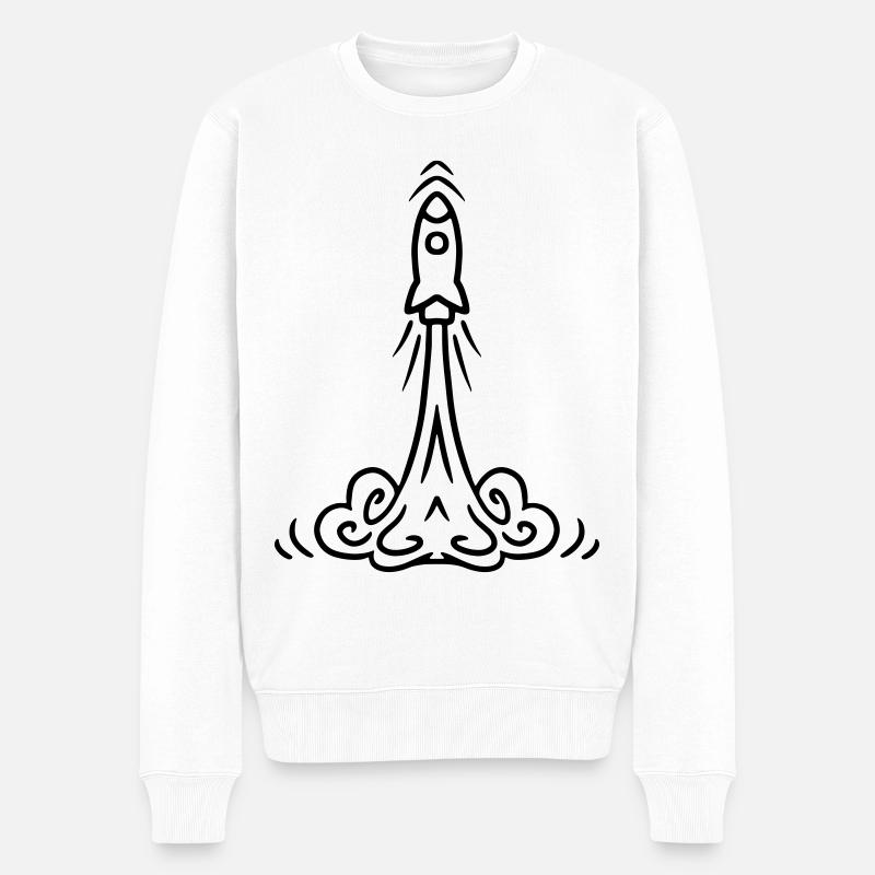 Rocket launch Raketenstart - Rakete Geschenkidee - Männer Premium Bio Pullover - Weiß