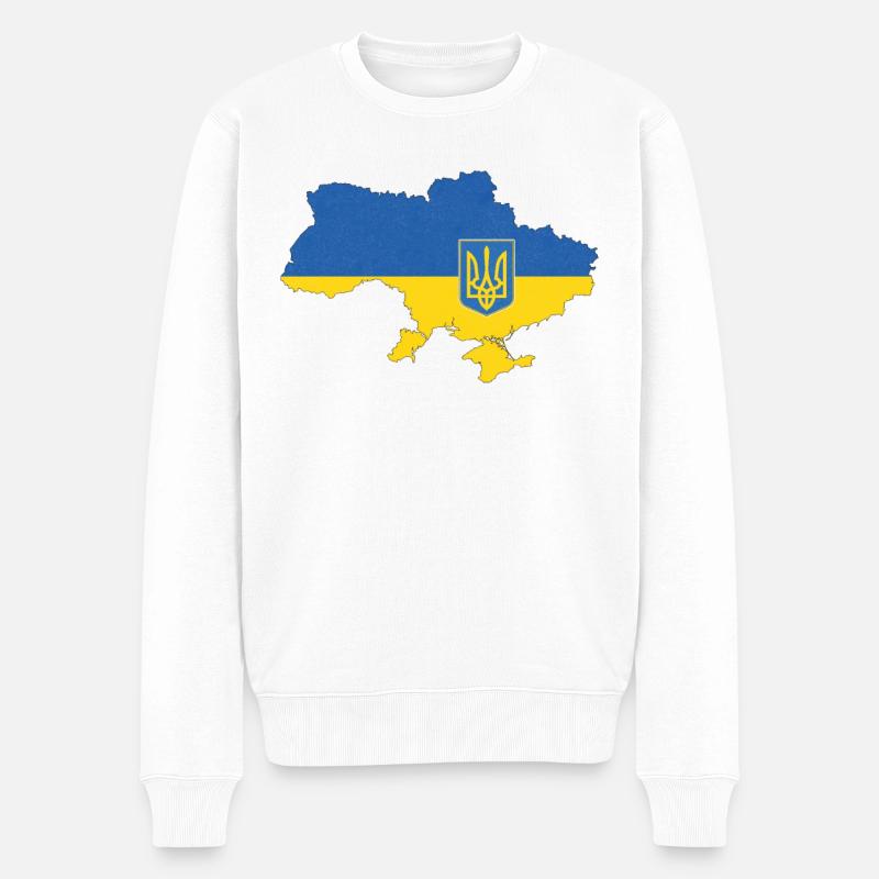Ukraine - Männer Premium Bio Pullover - Weiß