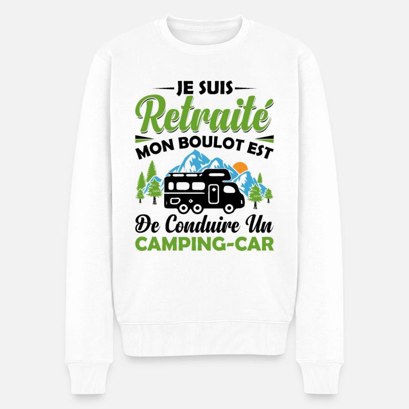 Un Retraité Avec Un Camping-car - Pull Premium bio Homme - blanc