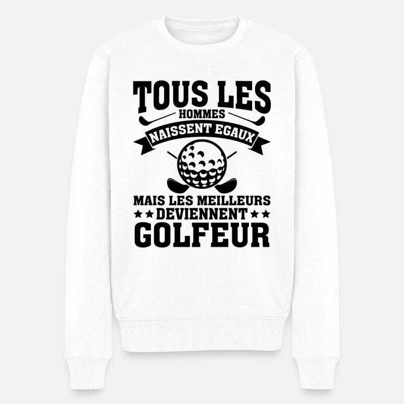 Les Meilleurs Hommes Deviennent Golfeur - Pull Premium bio Homme - blanc