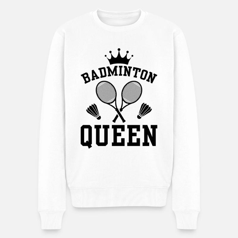 Badminton Queen - Die Königin des Badmintons - Männer Premium Bio Pullover - Weiß