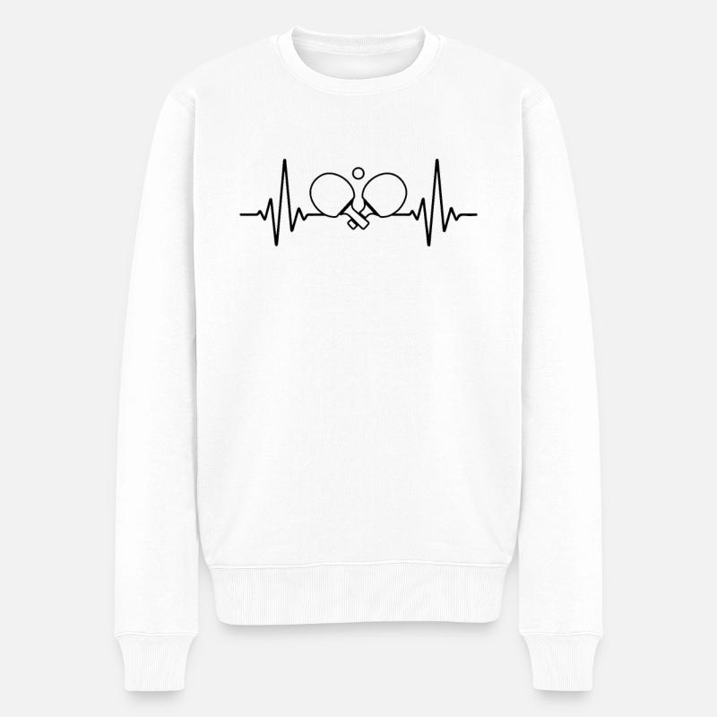 Ping Pong Herzfrequenz und Lebensstil - Männer Premium Bio Pullover - Weiß
