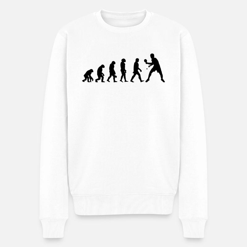 Entwicklung des Tischtennis - Männer Premium Bio Pullover - Weiß