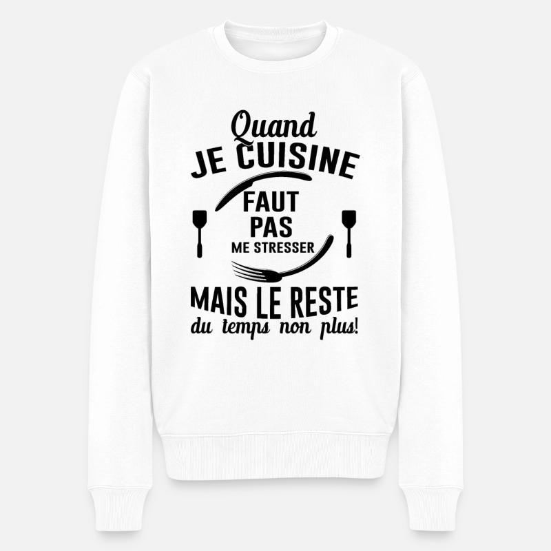 Cuisine Cuisinier Restaurant Cadeau Cuisinière Bbq - Pull Premium bio Homme - blanc