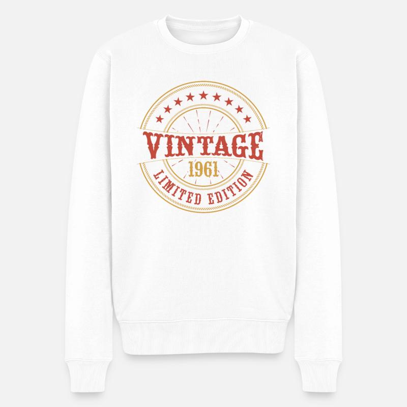 Vintage 1961 Vintage Jubiläum Geschenkidee 1961 - Männer Premium Bio Pullover - Weiß
