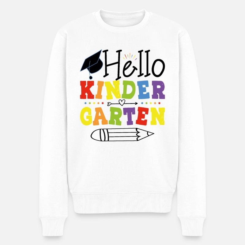 Hallo Kindergarten - Männer Premium Bio Pullover - Weiß