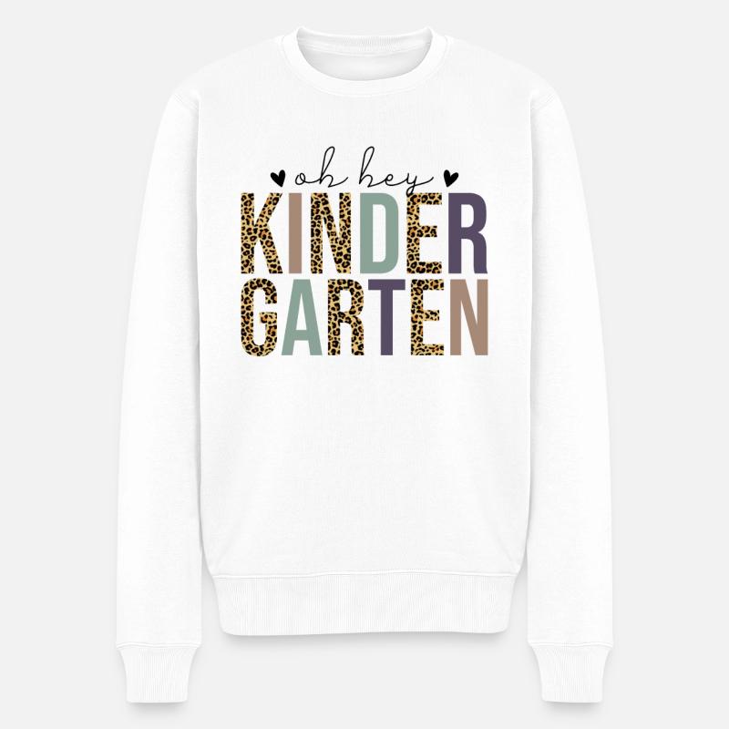 Oh Hey Kindergarten - Männer Premium Bio Pullover - Weiß
