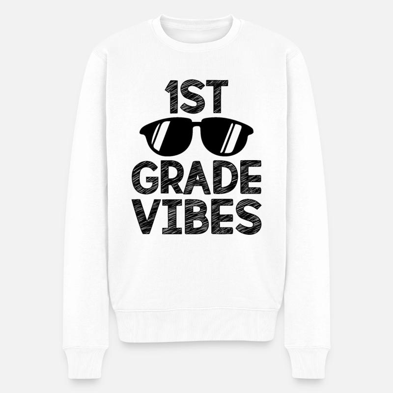 Die Schwingungen des 1. Jahres - Männer Premium Bio Pullover - Weiß