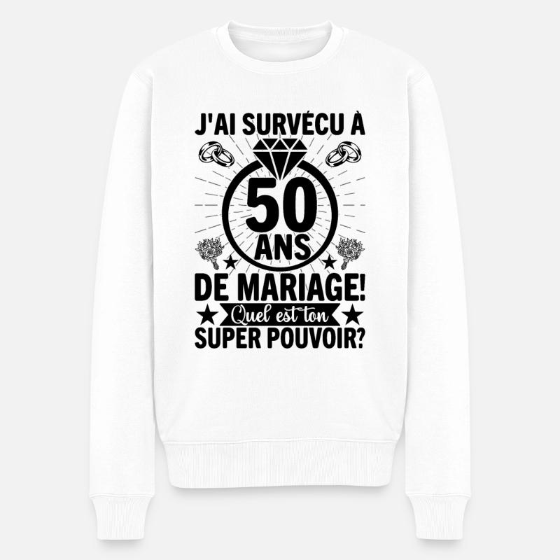 Cadeau Pour 50 Ans De Mariage - Pull Premium bio Homme - blanc