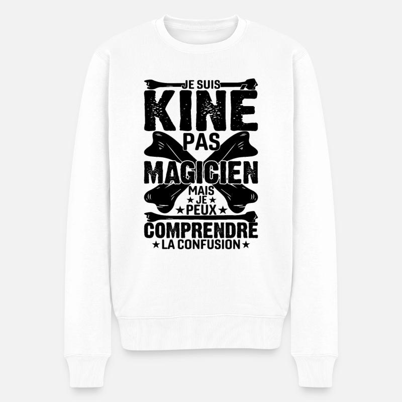 Je Suis Kiné Pas Magicien - Pull Premium bio Homme - blanc