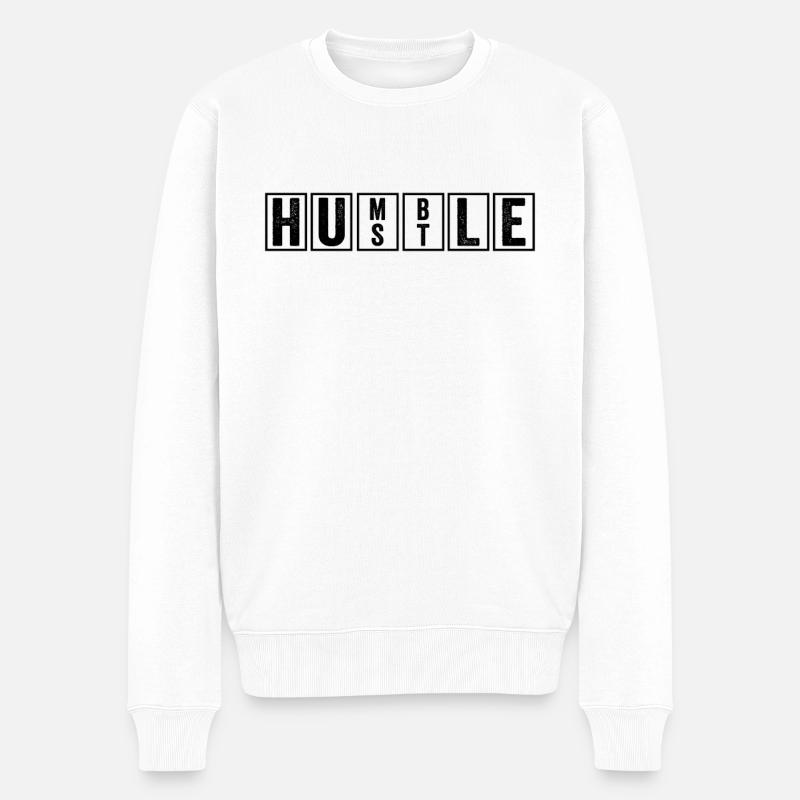 Hustle Humble - Pull Premium bio Homme - blanc