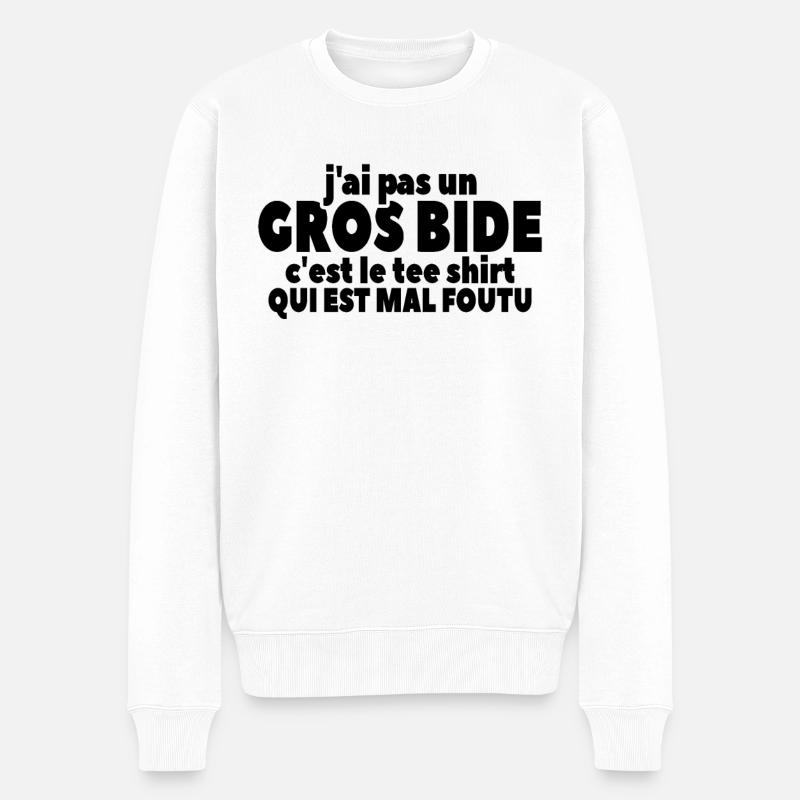 J'ai Pas Un Gros Bide - Pull Premium bio Homme - blanc
