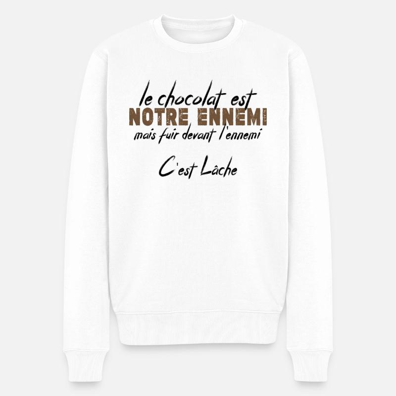 Le Chocolat Est Notre Ennemi - Pull Premium bio Homme - blanc