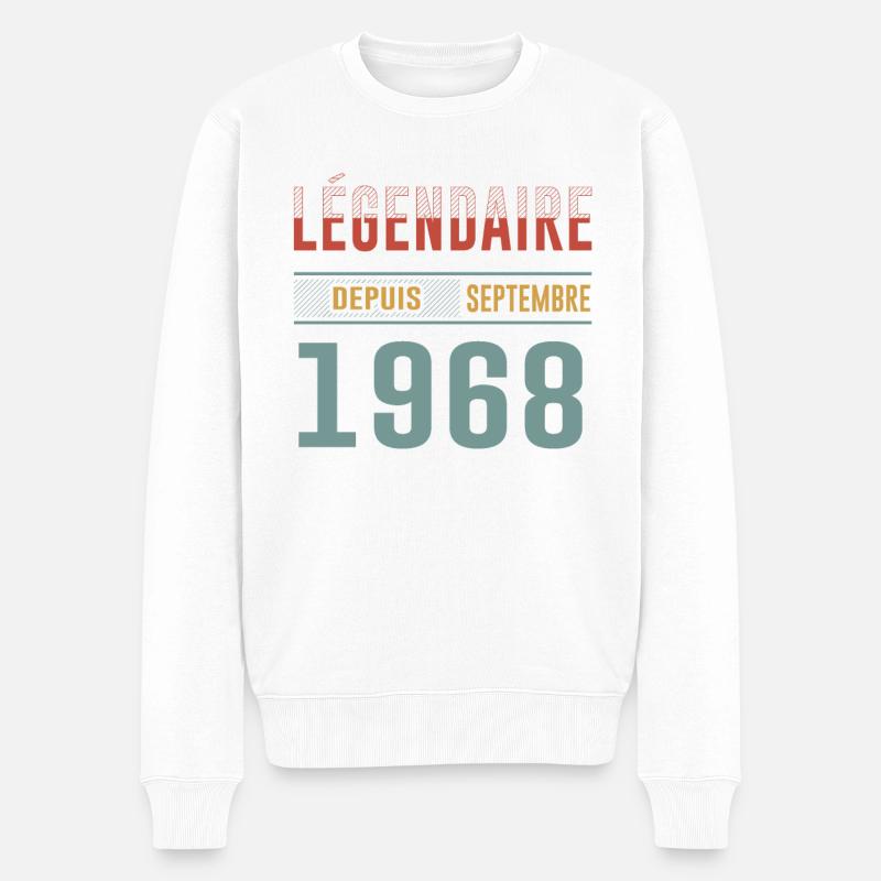Légendaire Depuis Septembre 1968 Anniversaire - Pull Premium bio Homme - blanc