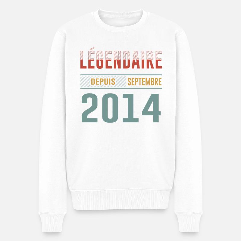 Légendaire Depuis Septembre 2014 Anniversaire - Pull Premium bio Homme - blanc