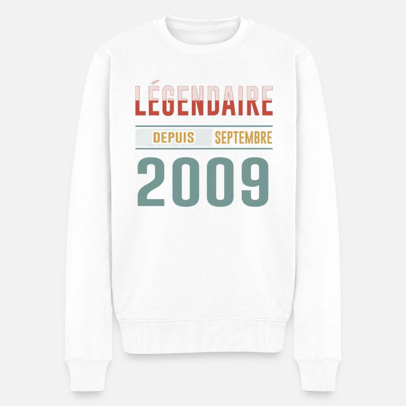Légendaire Depuis Septembre 2009 Anniversaire - Pull Premium bio Homme - blanc