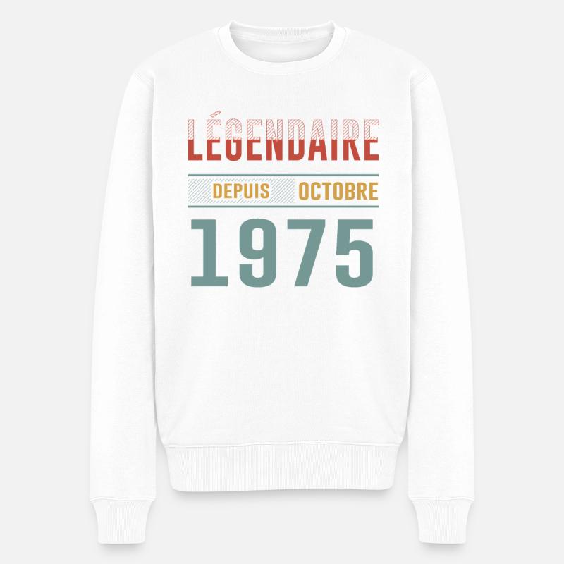 Légendaire Depuis Octobre 1975 Anniversaire - Pull Premium bio Homme - blanc