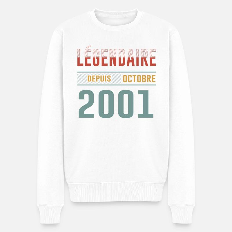 Légendaire Depuis Octobre 2001 Anniversaire - Pull Premium bio Homme - blanc