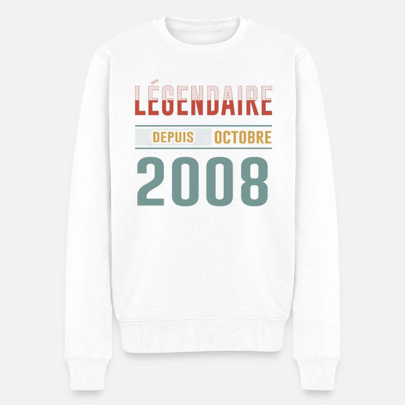 Légendaire Depuis Octobre 2008 Anniversaire - Pull Premium bio Homme - blanc