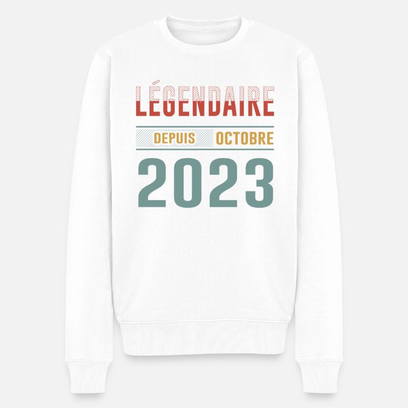 Légendaire Depuis Octobre 2023 Anniversaire - Pull Premium bio Homme - blanc