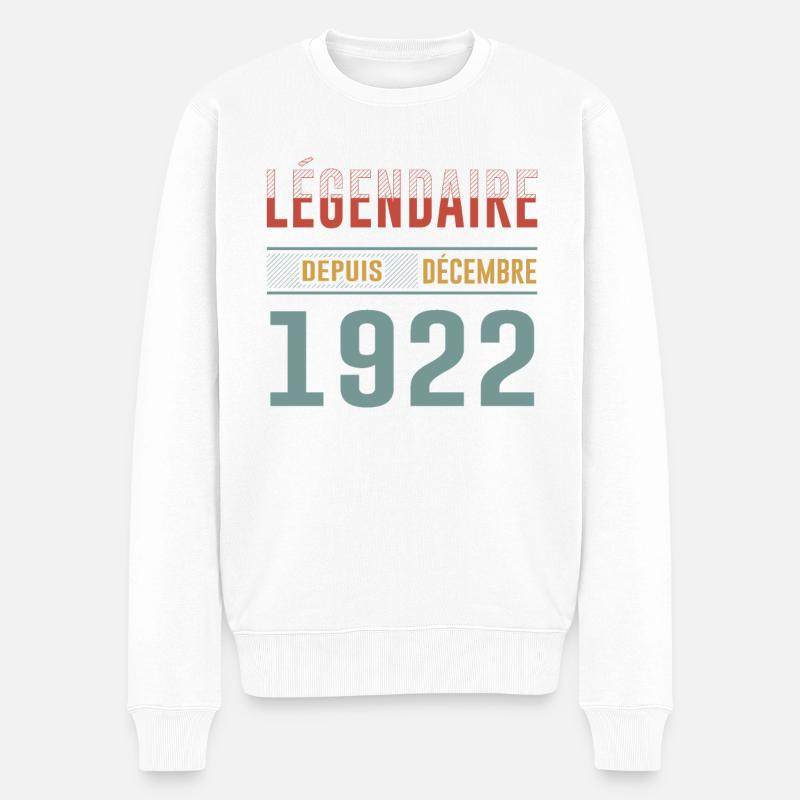 Légendaire Depuis Décembre 1922 Anniversaire - Pull Premium bio Homme - blanc