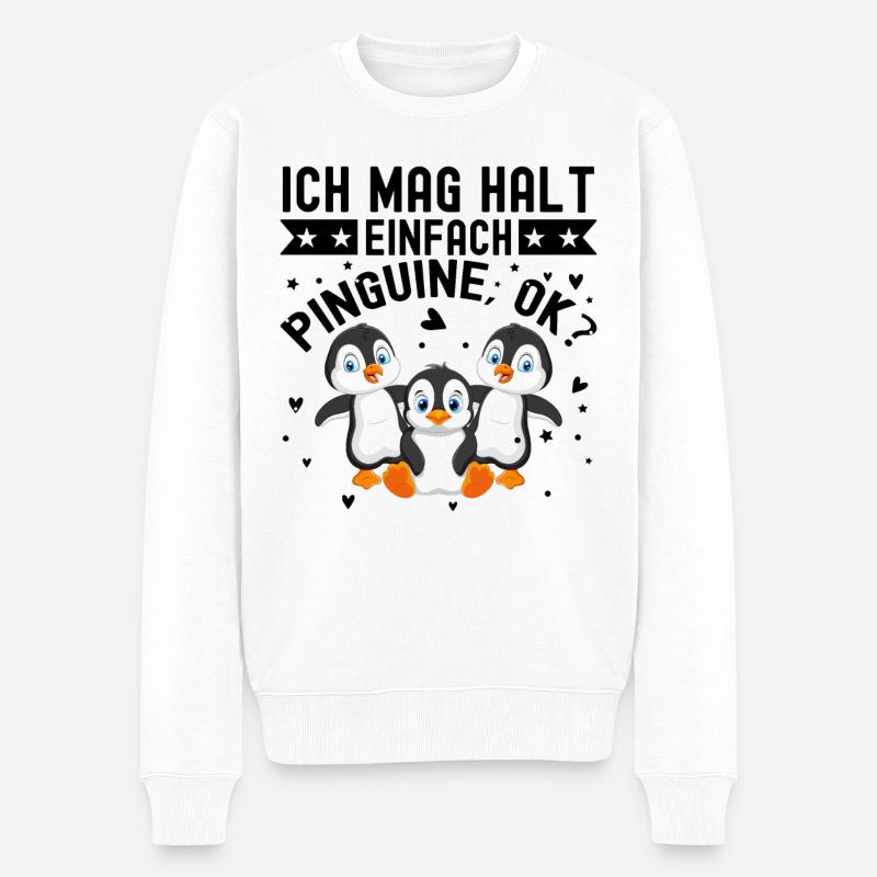 Ich Mag Halt Einfach Pinguine - Männer Premium Bio Pullover - Weiß
