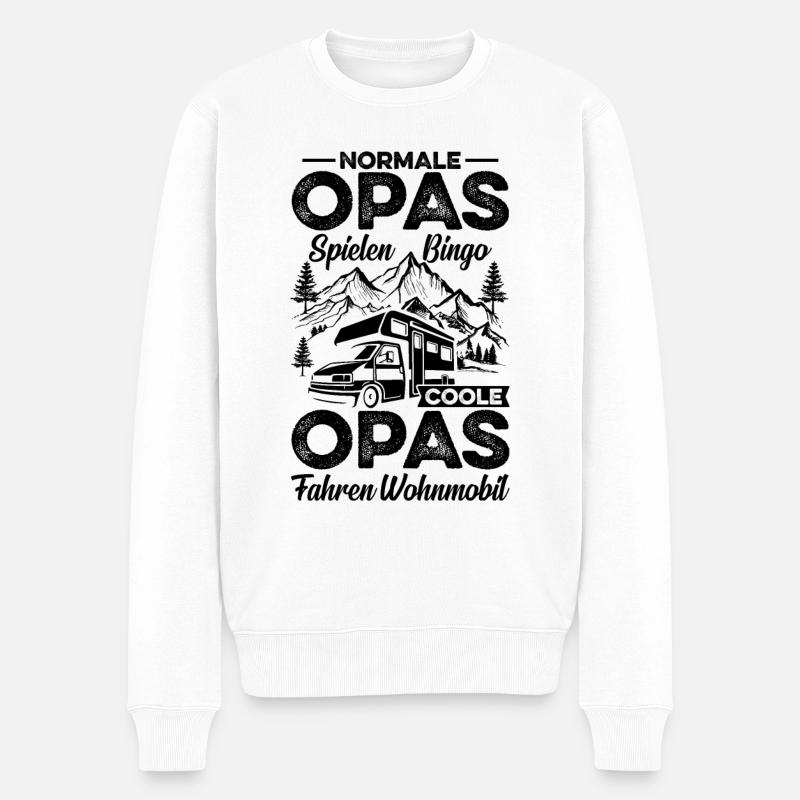 Coole Opas Fahren Wohnmobil - Männer Premium Bio Pullover - Weiß