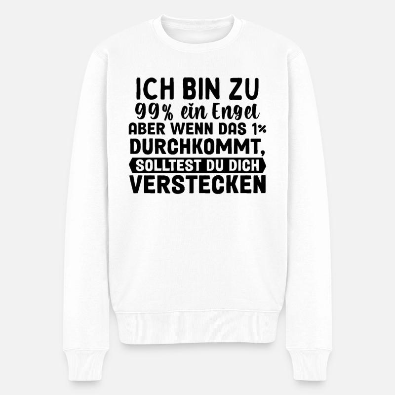 Ich Bin Fast Ein Engel - Männer Premium Bio Pullover - Weiß