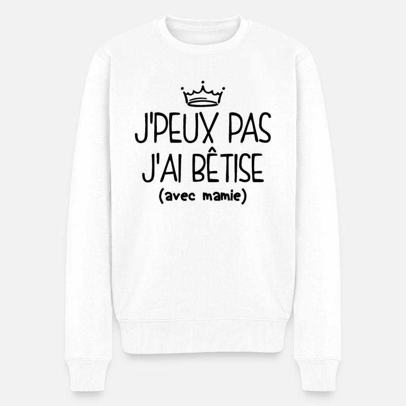 Bêtise Avec Mamie - Amusant - Pull Premium bio Homme - blanc