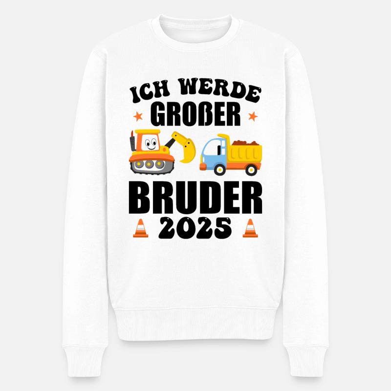 Ich Werde Großer Bruder 2025 - Männer Premium Bio Pullover - Weiß