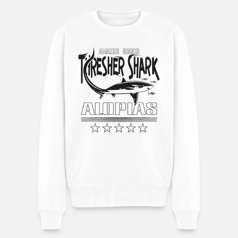 Requin-renard, requin-renard, Alopias, plongée - Pull Premium bio Homme - blanc