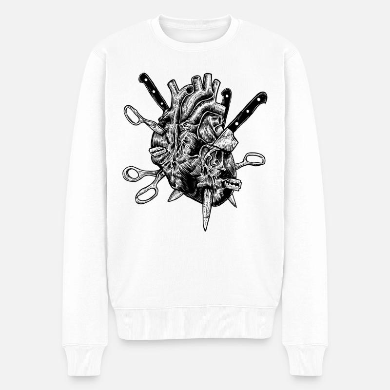 Broken Heart - Pull Premium bio Homme - blanc
