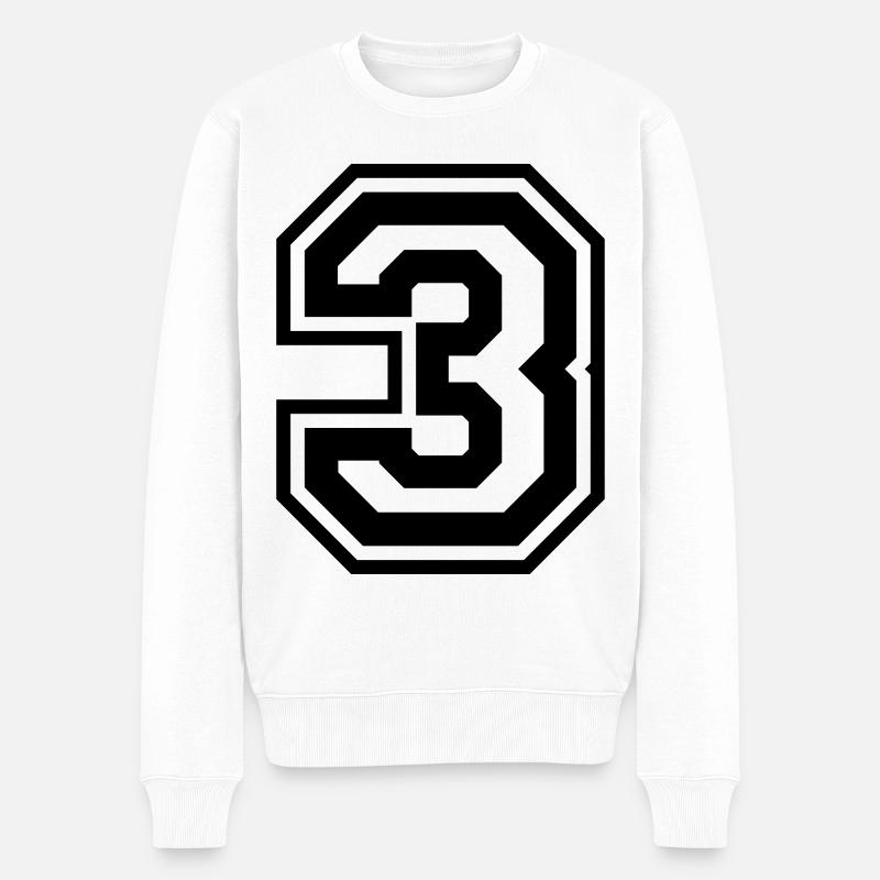 3 Zahl nummer - Männer Premium Bio Pullover - Weiß