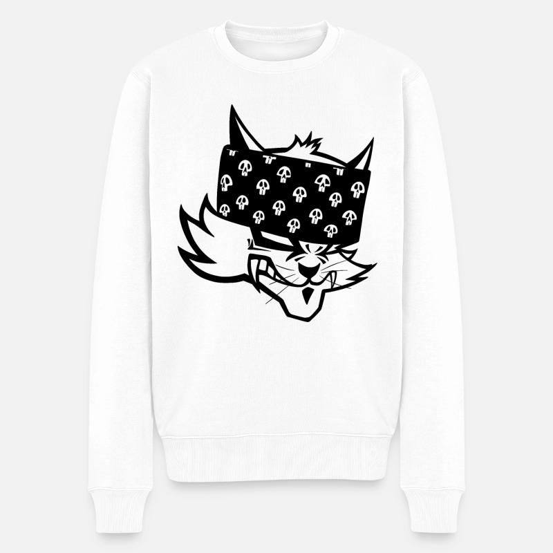 MAD-KATZE - Männer Premium Bio Pullover - Weiß