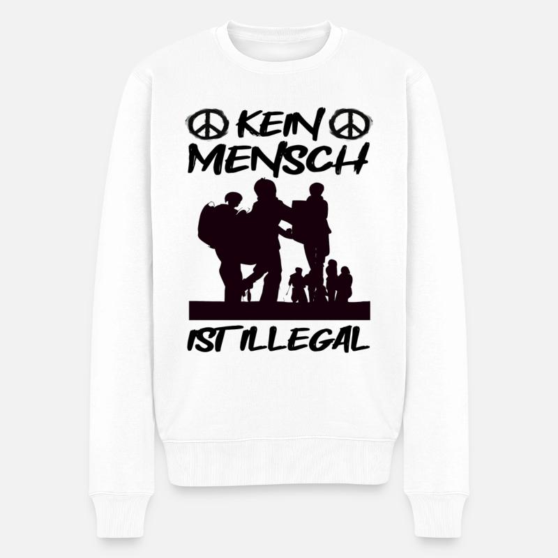Kein Mensch ist Illegal! - Männer Premium Bio Pullover - Weiß