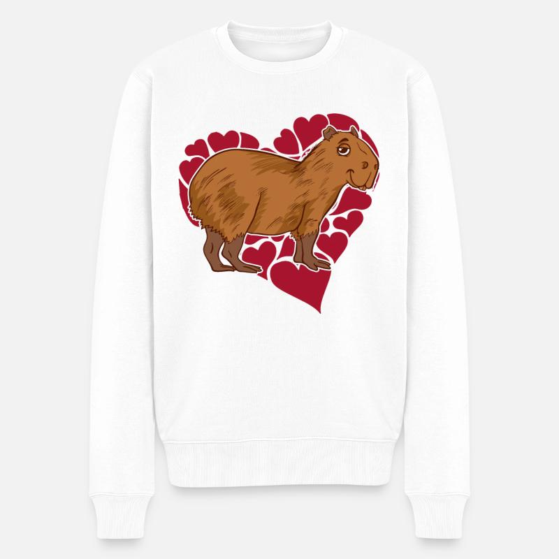 Capybara Love - Männer Premium Bio Pullover - Weiß