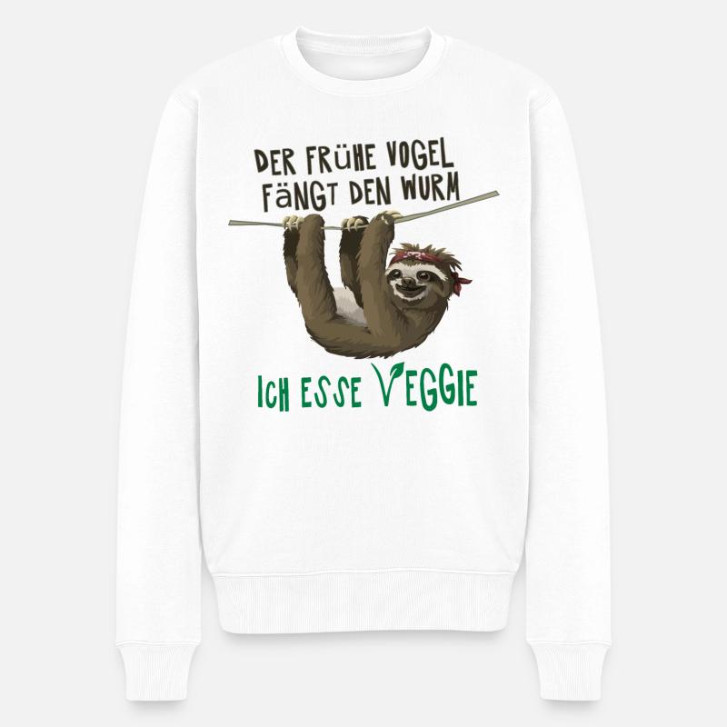 Der frühe Vogel fängt den Wurm, ich esse veggie - Männer Premium Bio Pullover - Weiß