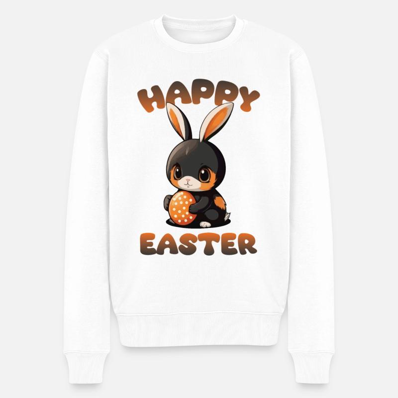 Happy Easter Osterhase - Männer Premium Bio Pullover - Weiß