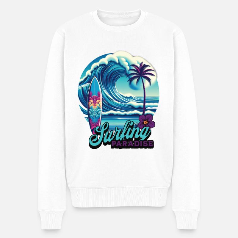 Surfing Paradise - Männer Premium Bio Pullover - Weiß
